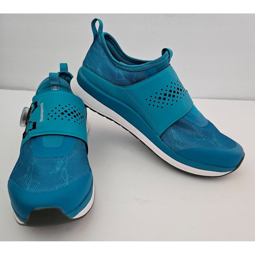 Shimano W-IC3 WSH-IC300 Indoor Cycling Shoes Size 7 Teal 4-bolt cleat compatible